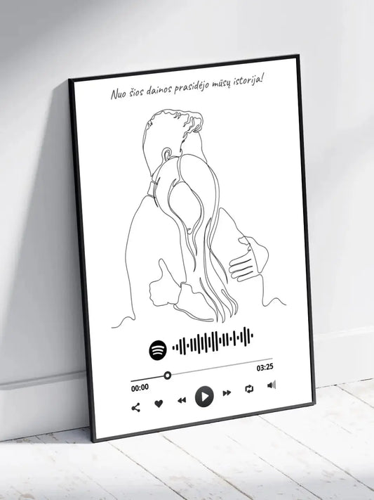 Personalizuotas Spotify muzikos grotuvo plakatas, šilti apkabinimai iliustracija, su jūsų spotify kodu  Poster -  dovanokis.lt
