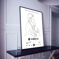 Personalizuotas Spotify muzikos grotuvo plakatas, šilti apkabinimai iliustracija, su jūsų spotify kodu  Poster -  dovanokis.lt