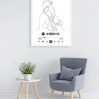 Personalizuotas Spotify muzikos grotuvo plakatas, šilti apkabinimai iliustracija, su jūsų spotify kodu  Poster -  dovanokis.lt