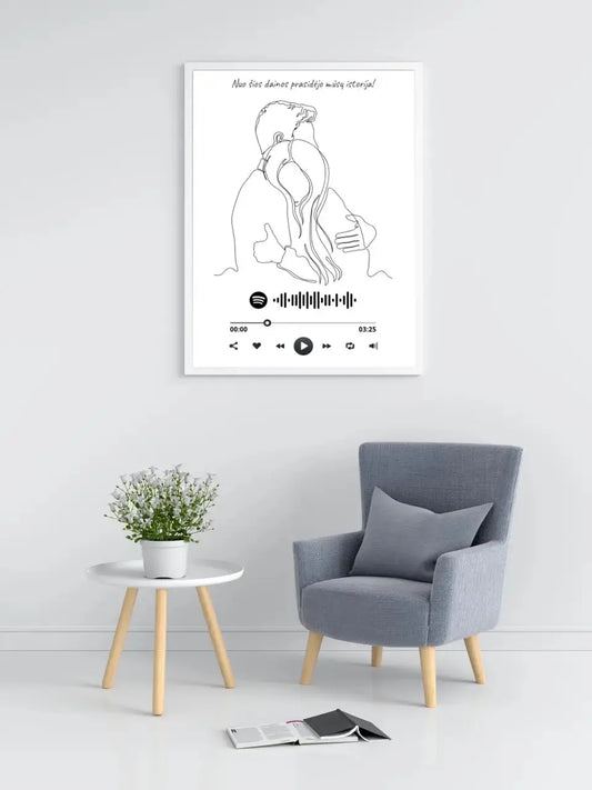 Personalizuotas Spotify muzikos grotuvo plakatas, šilti apkabinimai iliustracija, su jūsų spotify kodu  Poster -  dovanokis.lt