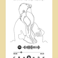 Personalizuotas Spotify muzikos grotuvo plakatas, šilti apkabinimai iliustracija, su jūsų spotify kodu  Poster -  dovanokis.lt