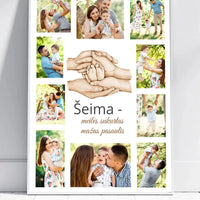 Personalizuotas Šeimos plakatas su jūsų nuotraukomis, plakatas su rėmeliu  Poster -  dovanokis.lt