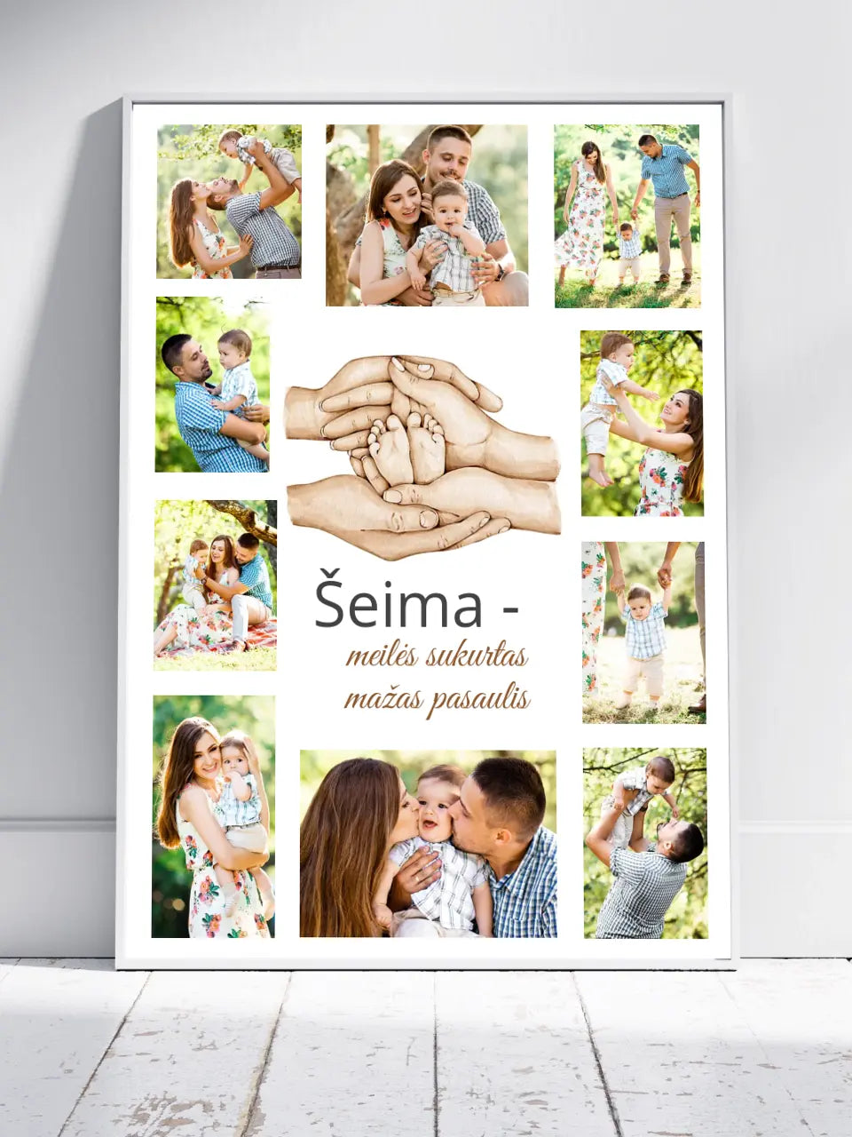 Personalizuotas Šeimos plakatas su jūsų nuotraukomis, plakatas su rėmeliu