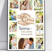 Personalizuotas Šeimos plakatas su jūsų nuotraukomis, plakatas su rėmeliu  Poster -  dovanokis.lt