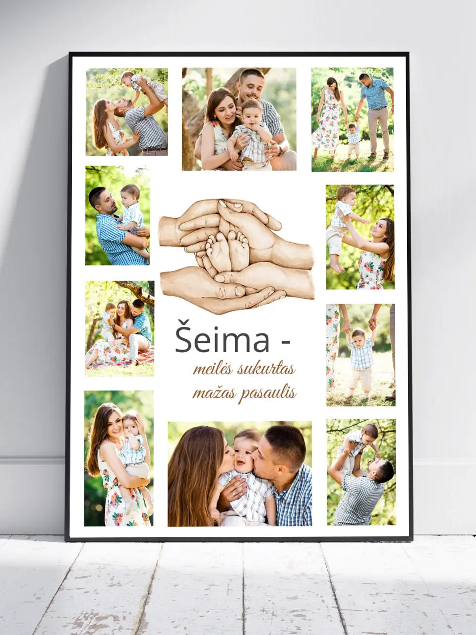 Personalizuotas Šeimos plakatas su jūsų nuotraukomis, plakatas su rėmeliu