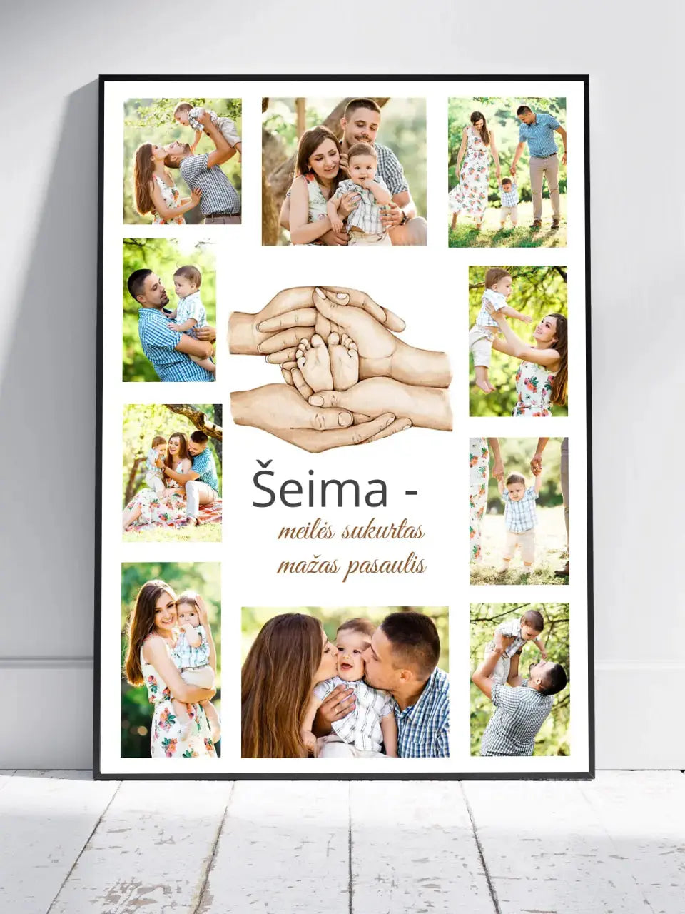 Personalizuotas Šeimos plakatas su jūsų nuotraukomis, plakatas su rėmeliu  Poster -  dovanokis.lt