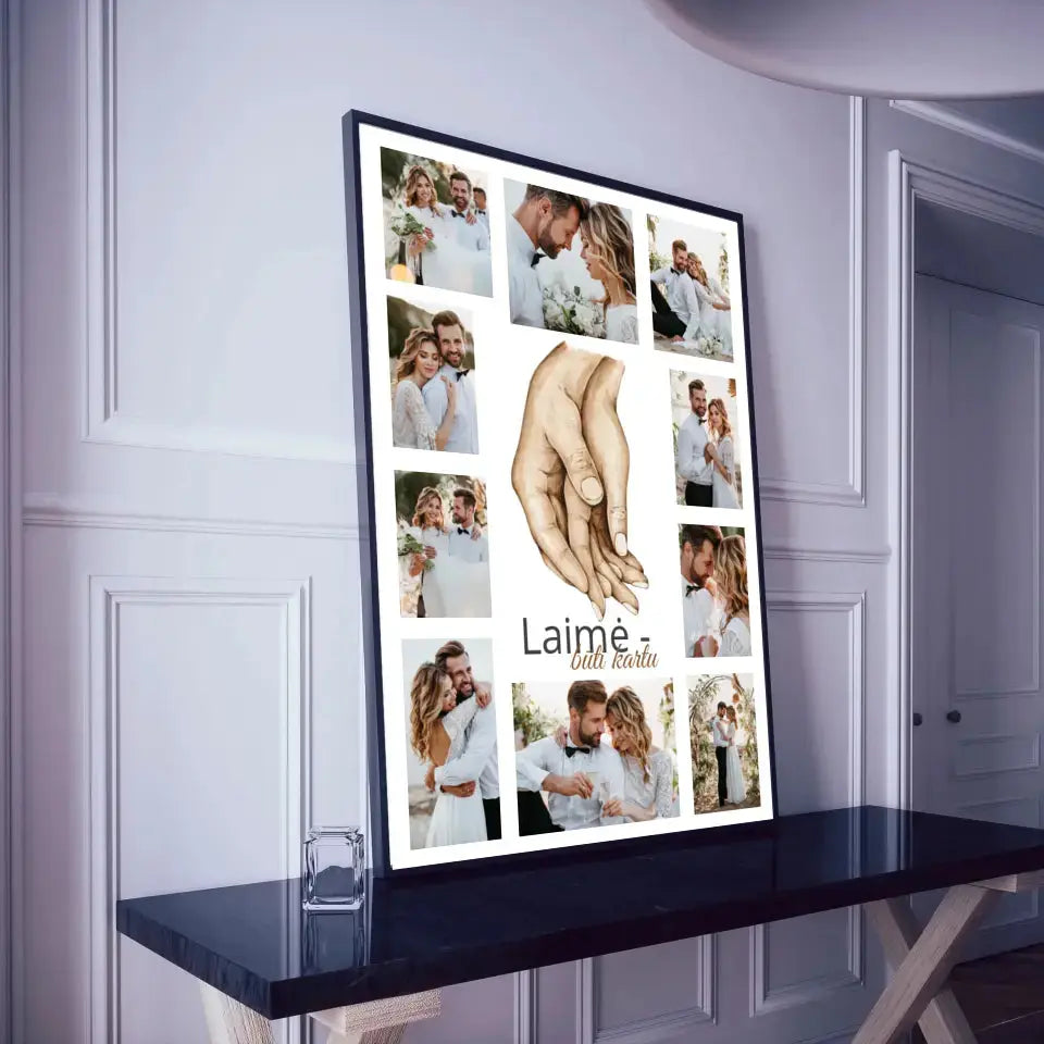 Personalizuotas Šeimos / Vestuvių plakatas su jūsų nuotraukomis, plakatas su rėmeliu  Poster -  dovanokis.lt