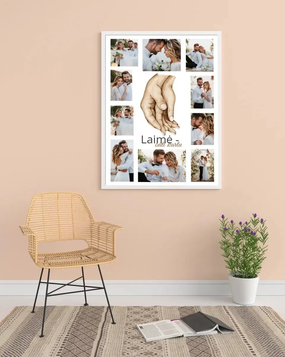 Personalizuotas Šeimos / Vestuvių plakatas su jūsų nuotraukomis, plakatas su rėmeliu  Poster -  dovanokis.lt