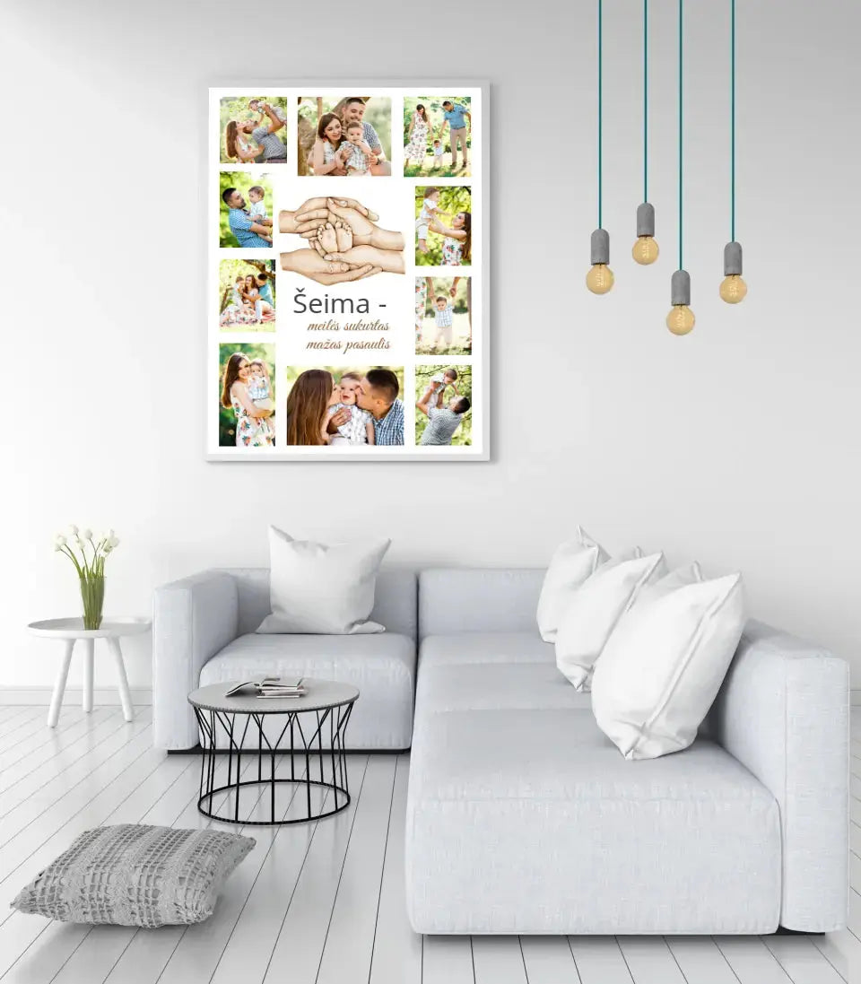 Personalizuotas Šeimos plakatas su jūsų nuotraukomis, plakatas su rėmeliu  Poster -  dovanokis.lt