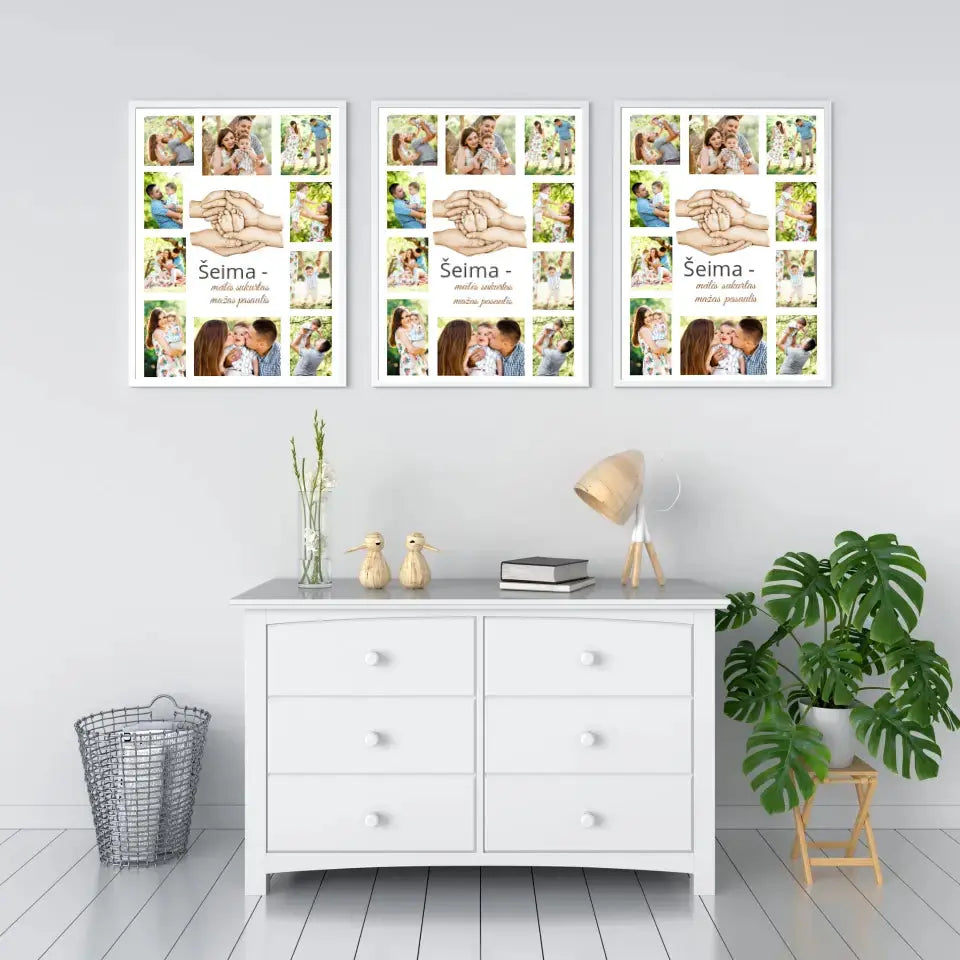 Personalizuotas Šeimos plakatas su jūsų nuotraukomis, plakatas su rėmeliu  Poster -  dovanokis.lt