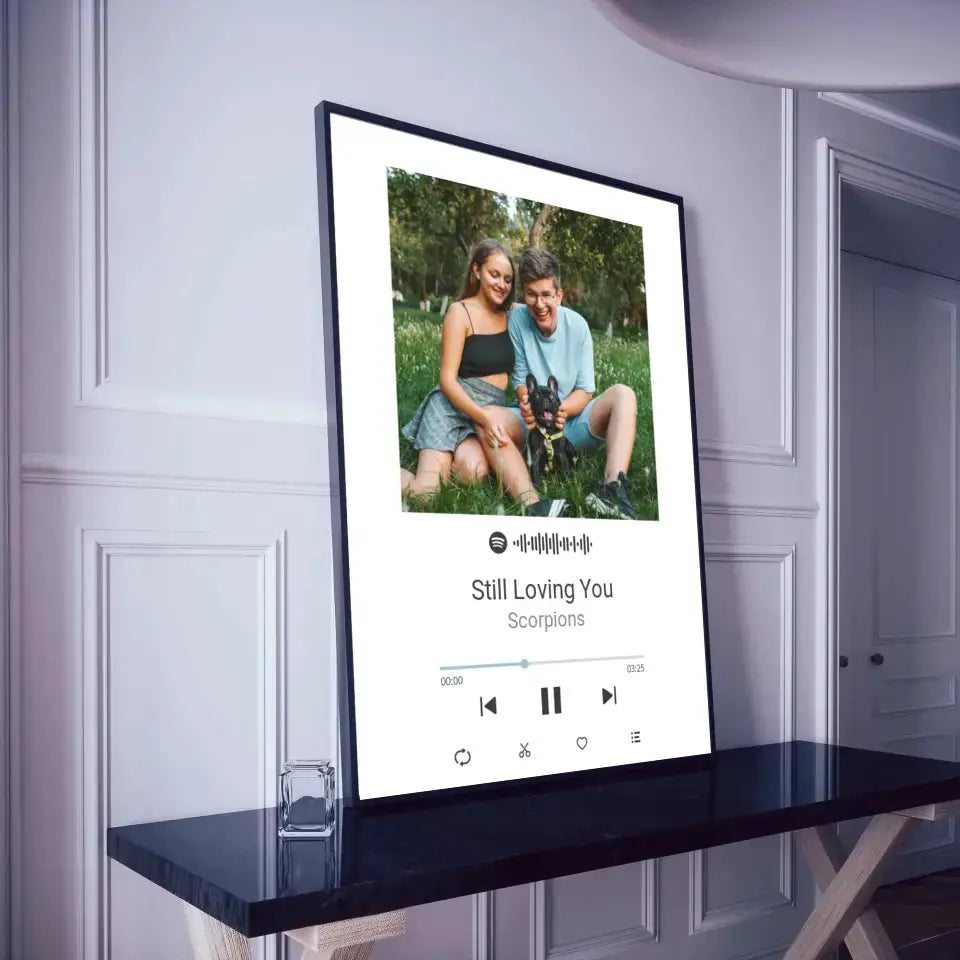 Personalizuotas Spotify muzikos grotuvo plakatas su jūsų nuotrauka, daina ir spotify kodu  Poster -  dovanokis.lt