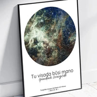 Personalizuotas žvaigždžių žemėlapis, plakatas su rėmeliu, Tu visada būsi mano spindinti žvaigždė  Poster -  dovanokis.lt