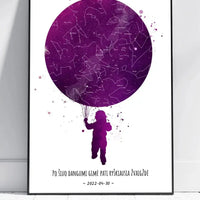 Personalizuotas vaikiškas žvaigždžių žemėlapis, plakatas su rėmeliu  Poster -  dovanokis.lt