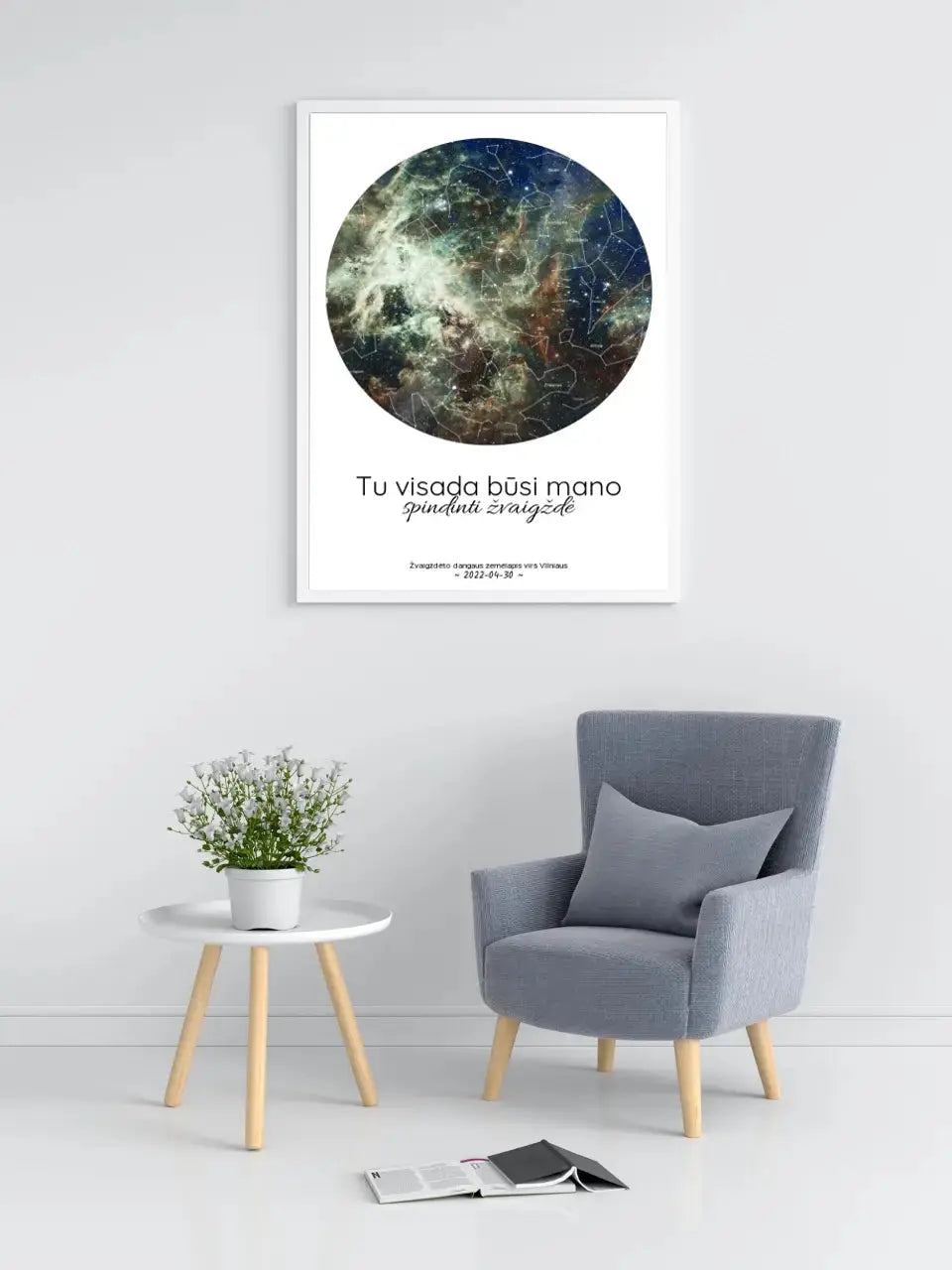 Personalizuotas žvaigždžių žemėlapis, plakatas su rėmeliu, Tu visada būsi mano spindinti žvaigždė  Poster -  dovanokis.lt