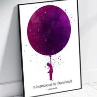 Personalizuotas vaikiškas žvaigždžių žemėlapis mergaitei, plakatas su rėmeliu  Poster -  dovanokis.lt