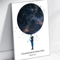 Personalizuotas vaikiškas žvaigždžių žemėlapis berniukui, plakatas su rėmeliu  Poster -  dovanokis.lt