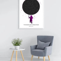 Personalizuotas vaikiškas žvaigždžių žemėlapis, plakatas su rėmeliu  Poster -  dovanokis.lt