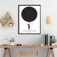 Personalizuotas vaikiškas žvaigždžių žemėlapis mergaitei, plakatas su rėmeliu  Poster -  dovanokis.lt