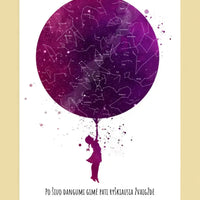 Personalizuotas vaikiškas žvaigždžių žemėlapis mergaitei, plakatas su rėmeliu  Poster -  dovanokis.lt