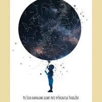 Personalizuotas vaikiškas žvaigždžių žemėlapis berniukui, plakatas su rėmeliu  Poster -  dovanokis.lt