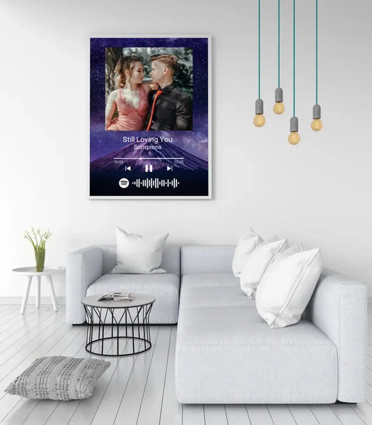 Personalizuotas Spotify muzikos grotuvo plakatas su jūsų nuotrauka, fonu, daina ir spotify kodu  Poster -  dovanokis.lt