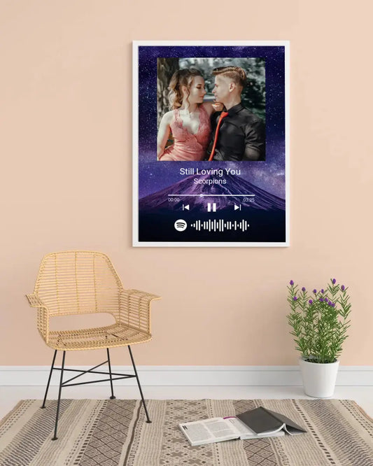 Personalizuotas Spotify muzikos grotuvo plakatas su jūsų nuotrauka, fonu, daina ir spotify kodu  Poster -  dovanokis.lt