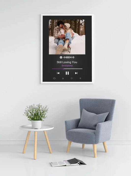 Personalizuotas Spotify muzikos grotuvo plakatas su jūsų nuotrauka, daina ir spotify kodu  Poster -  dovanokis.lt