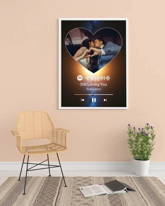 Personalizuotas Spotify muzikos grotuvo plakatas su jūsų nuotrauka, fonu, daina ir spotify kodu  Poster -  dovanokis.lt