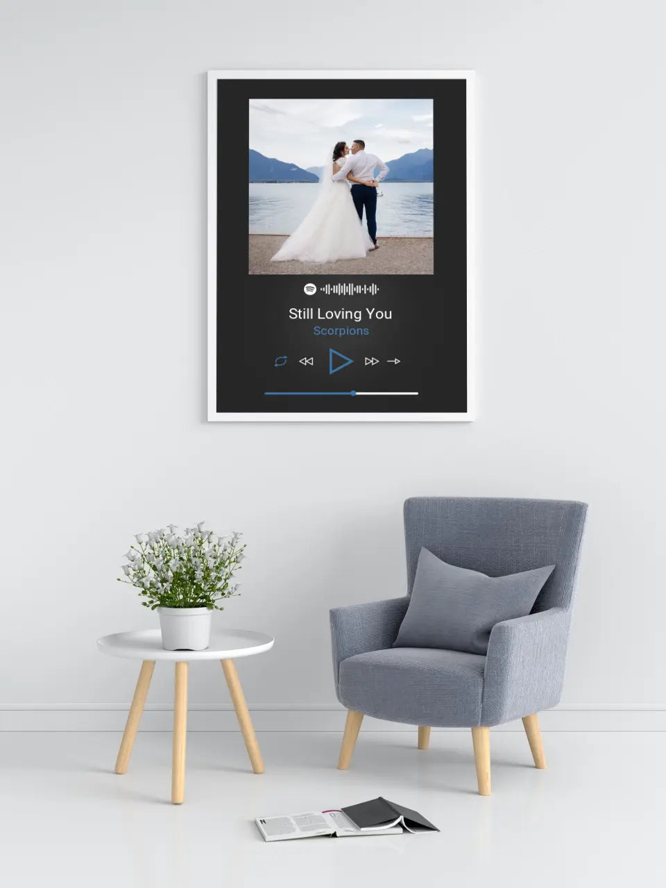 Personalizuotas Spotify muzikos grotuvo plakatas su jūsų nuotrauka, daina ir spotify kodu