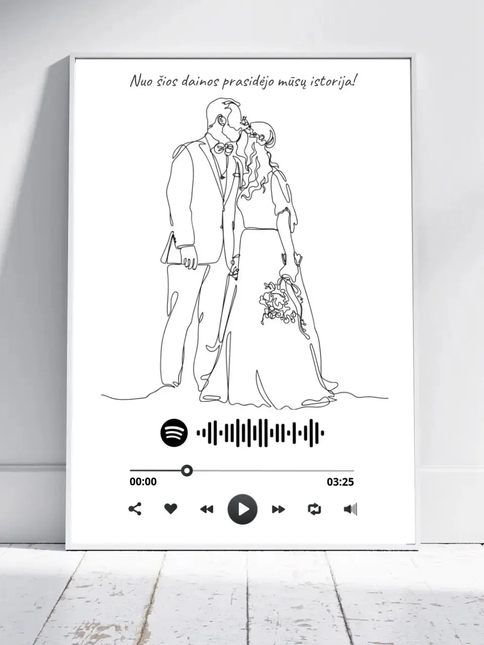 Personalizuotas Spotify muzikos grotuvo su iliustracija plakatas su jūsų nuotrauka, daina ir spotify kodu  Poster -  dovanokis.lt