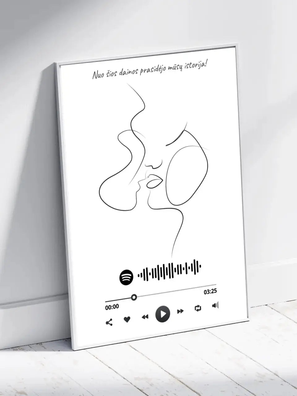 Personalizuotas Spotify muzikos grotuvo su iliustracija plakatas su jūsų nuotrauka, daina ir spotify kodu  Poster -  dovanokis.lt