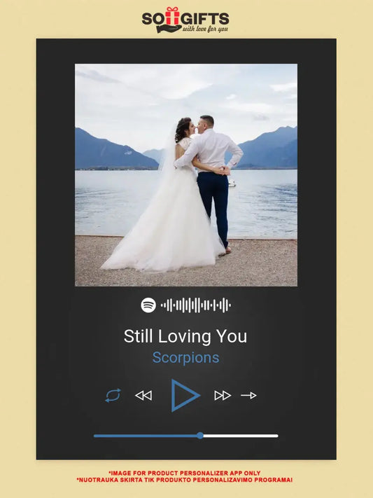 Personalizuotas Spotify muzikos grotuvo plakatas su jūsų nuotrauka, daina ir spotify kodu  Poster -  dovanokis.lt
