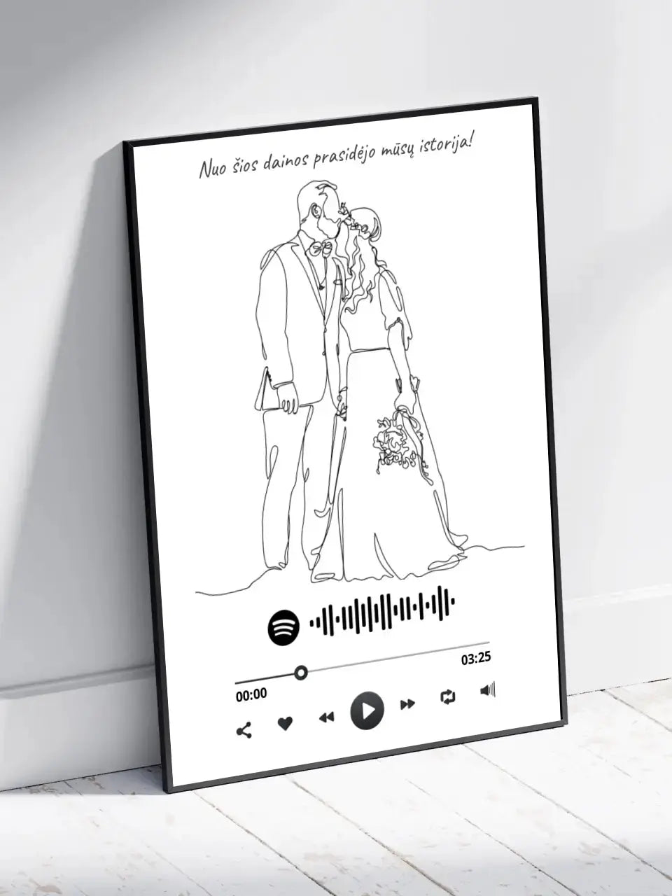 Personalizuotas Spotify muzikos grotuvo su iliustracija plakatas su jūsų nuotrauka, daina ir spotify kodu  Poster -  dovanokis.lt