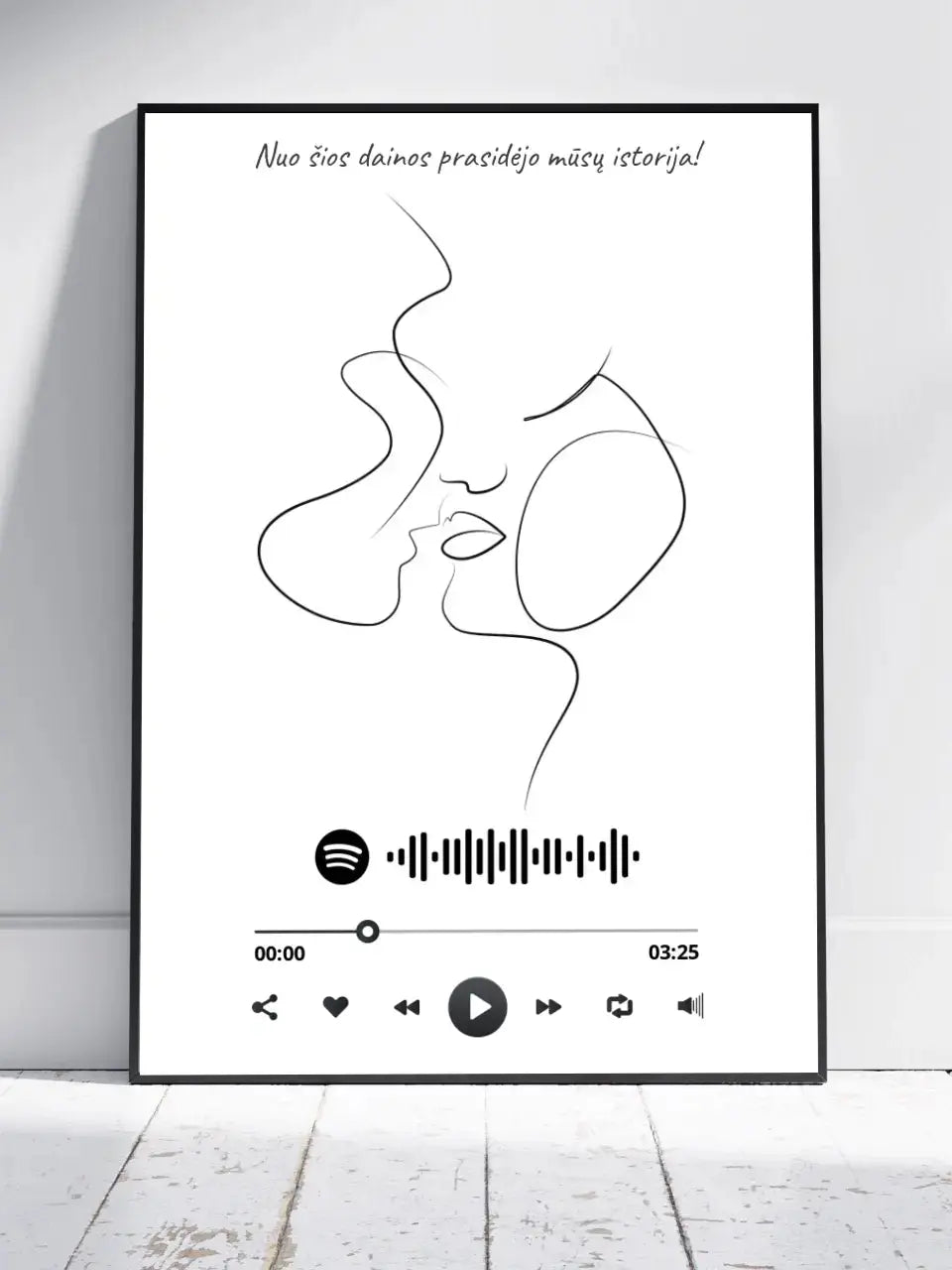 Personalizuotas Spotify muzikos grotuvo su iliustracija plakatas su jūsų nuotrauka, daina ir spotify kodu  Poster -  dovanokis.lt