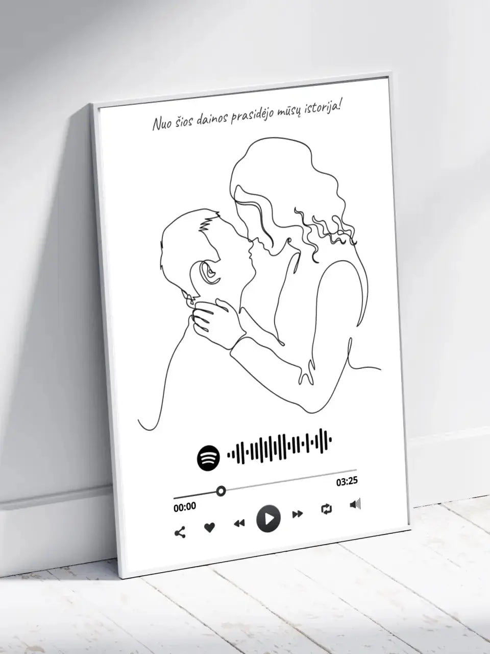 Personalizuotas Spotify muzikos grotuvo su iliustracija plakatas su jūsų nuotrauka, daina ir spotify kodu  Poster -  dovanokis.lt