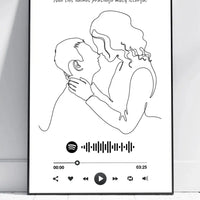 Personalizuotas Spotify muzikos grotuvo su iliustracija plakatas su jūsų nuotrauka, daina ir spotify kodu  Poster -  dovanokis.lt