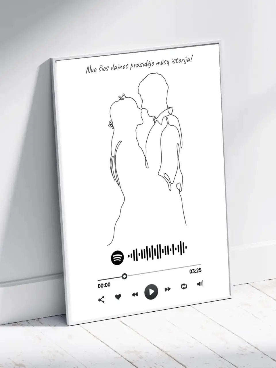 Personalizuotas Spotify muzikos grotuvo su iliustracija plakatas su jūsų nuotrauka, daina ir spotify kodu  Poster -  dovanokis.lt