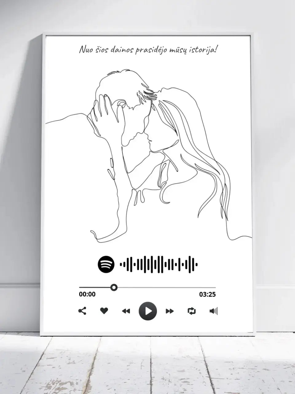 Personalizuotas Spotify muzikos grotuvo su iliustracija plakatas su jūsų nuotrauka, daina ir spotify kodu  Poster -  dovanokis.lt
