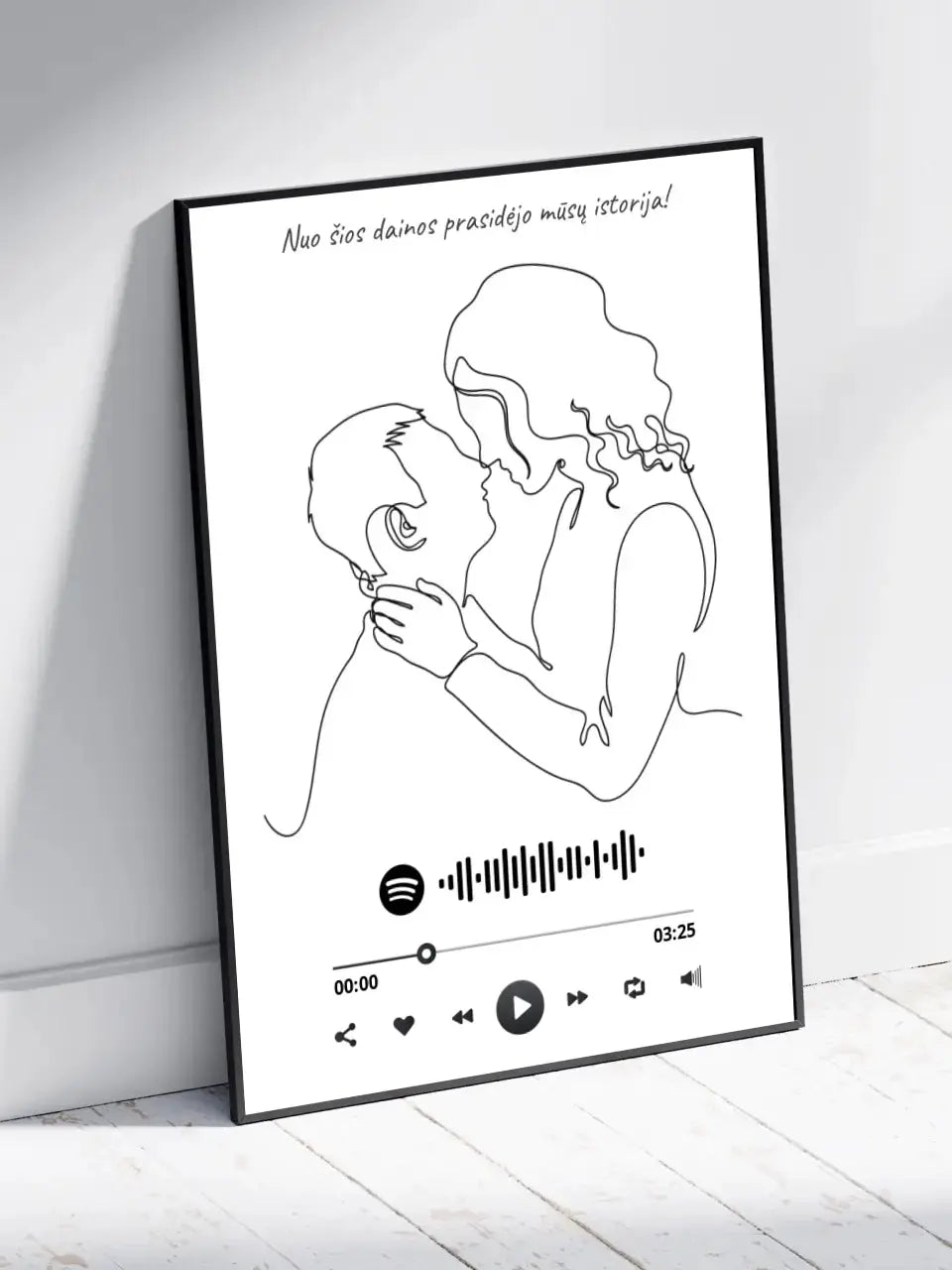 Personalizuotas Spotify muzikos grotuvo su iliustracija plakatas su jūsų nuotrauka, daina ir spotify kodu  Poster -  dovanokis.lt