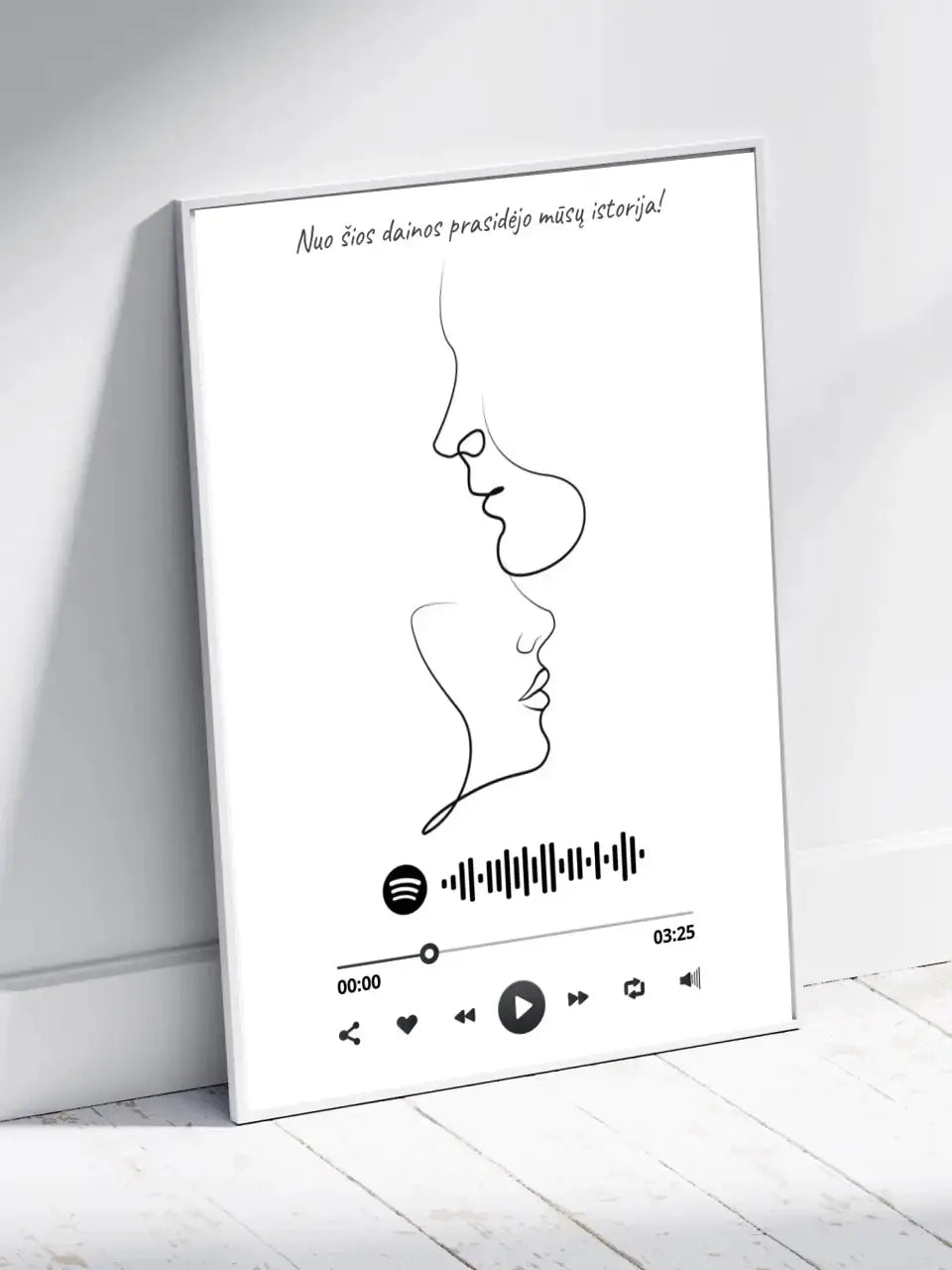 Personalizuotas Spotify muzikos grotuvo su iliustracija plakatas su jūsų nuotrauka, daina ir spotify kodu  Poster -  dovanokis.lt