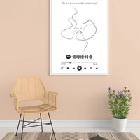 Personalizuotas Spotify muzikos grotuvo su iliustracija plakatas su jūsų nuotrauka, daina ir spotify kodu  Poster -  dovanokis.lt