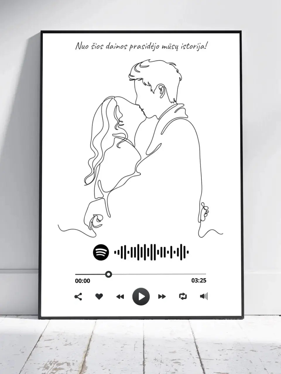 Personalizuotas Spotify muzikos grotuvo su iliustracija plakatas su jūsų nuotrauka, daina ir spotify kodu  Poster -  dovanokis.lt