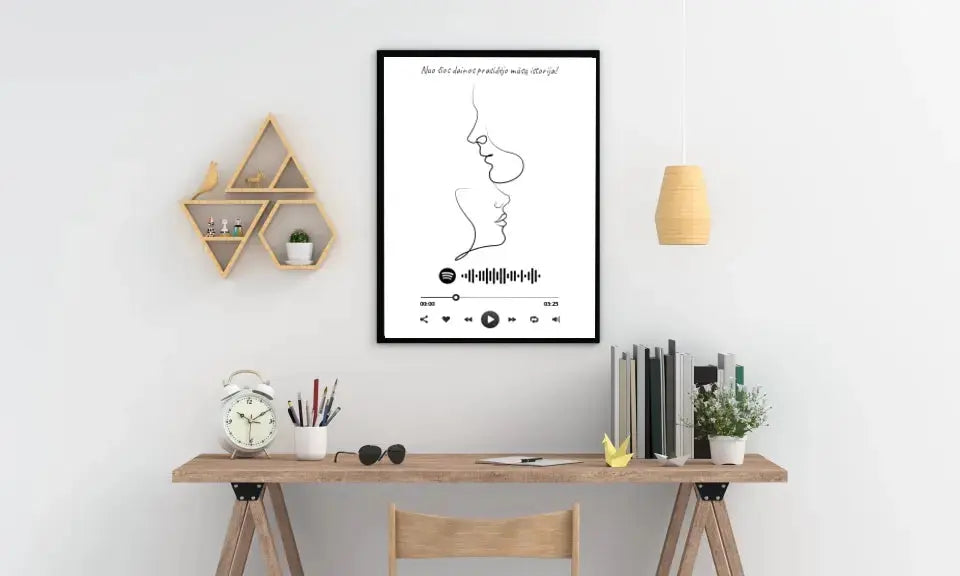 Personalizuotas Spotify muzikos grotuvo su iliustracija plakatas su jūsų nuotrauka, daina ir spotify kodu  Poster -  dovanokis.lt