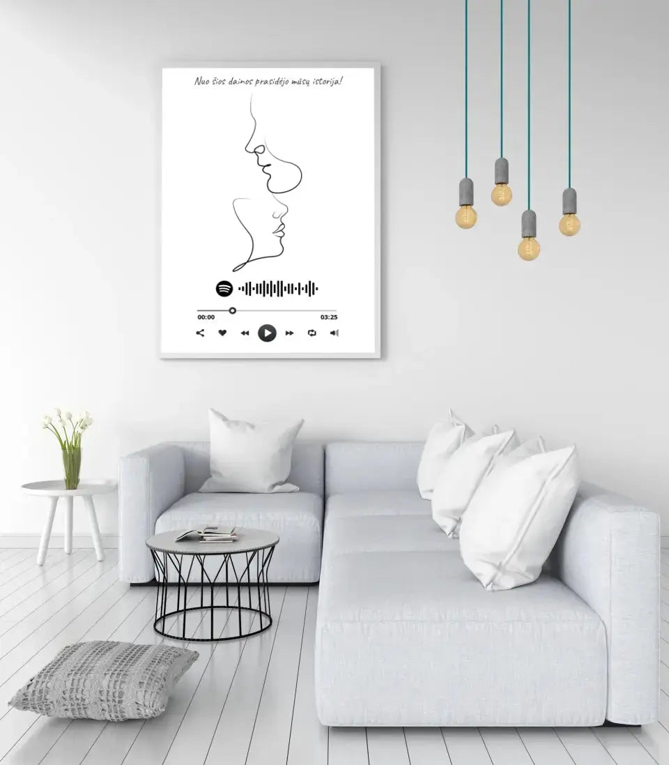 Personalizuotas Spotify muzikos grotuvo su iliustracija plakatas su jūsų nuotrauka, daina ir spotify kodu  Poster -  dovanokis.lt