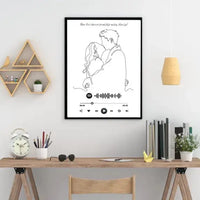 Personalizuotas Spotify muzikos grotuvo su iliustracija plakatas su jūsų nuotrauka, daina ir spotify kodu  Poster -  dovanokis.lt