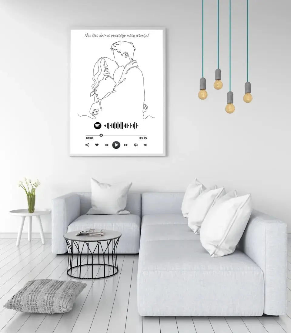 Personalizuotas Spotify muzikos grotuvo su iliustracija plakatas su jūsų nuotrauka, daina ir spotify kodu  Poster -  dovanokis.lt