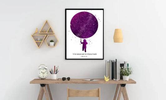 Personalizuotas vaikiškas žvaigždžių žemėlapis, plakatas su rėmeliu  Poster -  dovanokis.lt