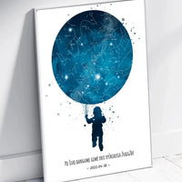 Personalizuotas vaikiškas žvaigždžių žemėlapis berniukui, plakatas su rėmeliu  Poster -  dovanokis.lt