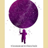 Personalizuotas vaikiškas žvaigždžių žemėlapis, plakatas su rėmeliu  Poster -  dovanokis.lt