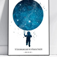 Personalizuotas vaikiškas žvaigždžių žemėlapis berniukui, plakatas su rėmeliu  Poster -  dovanokis.lt